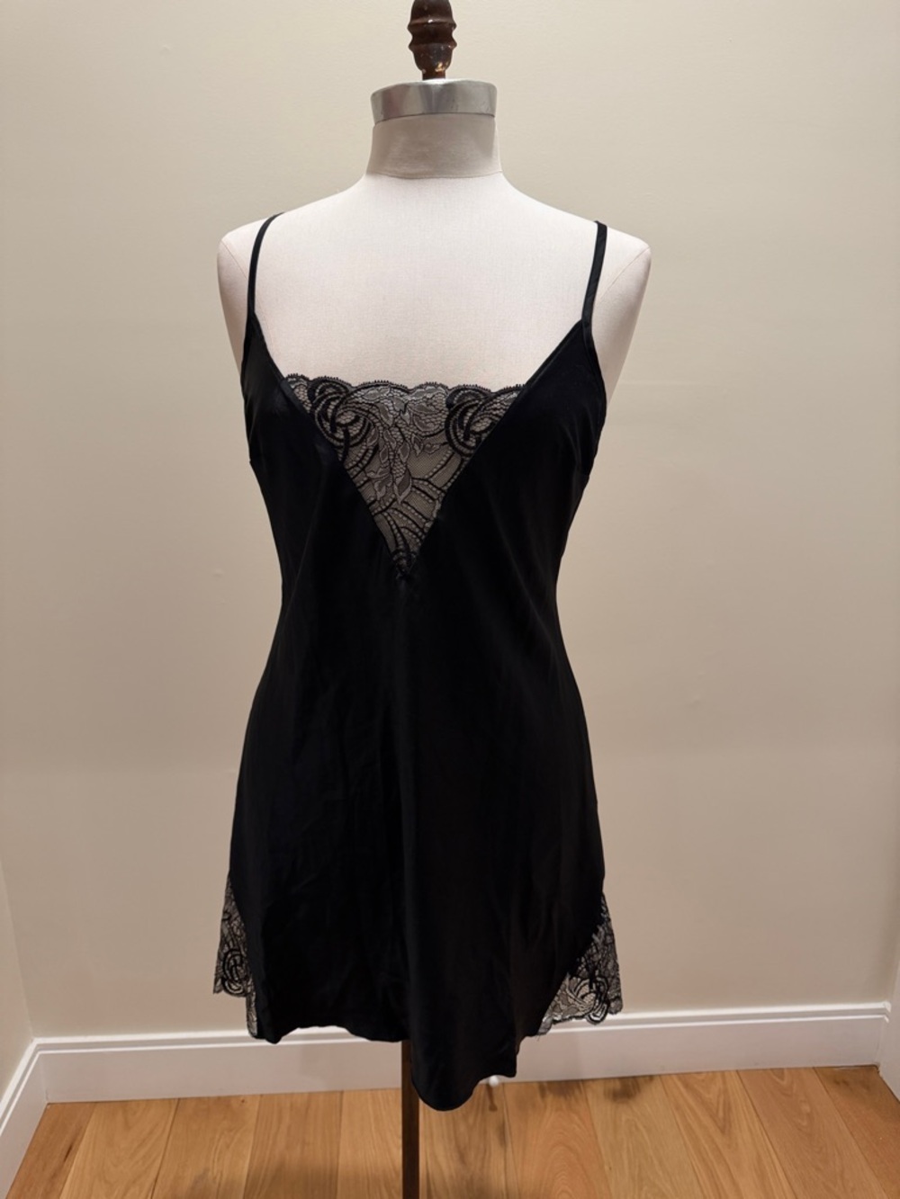 Cosabella Black Lace-Trim Slip Chemise Nightgown